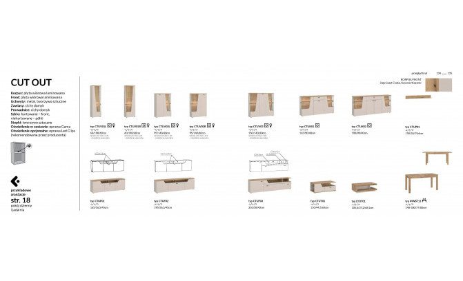 Cut Out CTUK01 - Kumode 3D1S Cashmere Dąb Coast Evoke